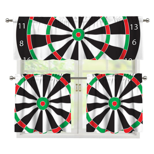 Classic Dartboard Print 3 Piece Kitchen Curtains