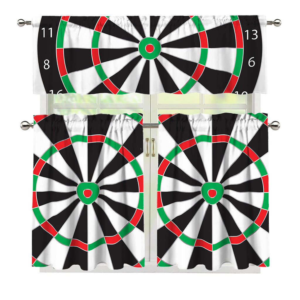 Classic Dartboard Print 3 Piece Kitchen Curtains