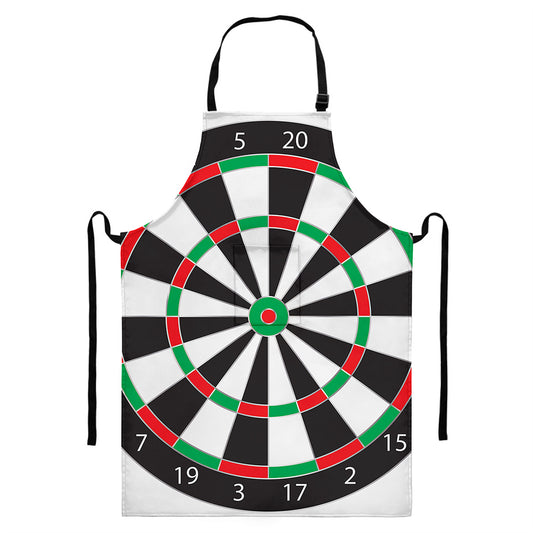 Classic Dartboard Print Bib Apron With Pocket