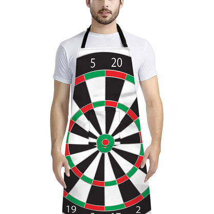 Classic Dartboard Print Bib Apron With Pocket