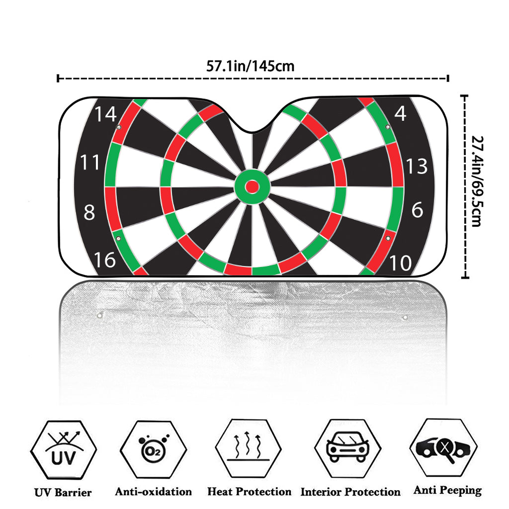 Classic Dartboard Print Car Windshield Sun Shade