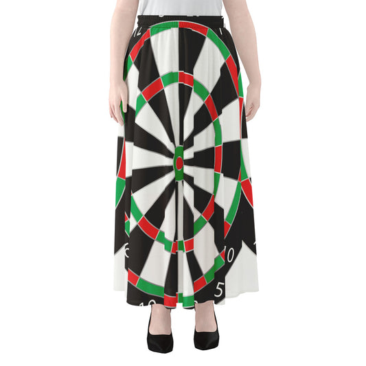 Classic Dartboard Print Chiffon Maxi Skirt