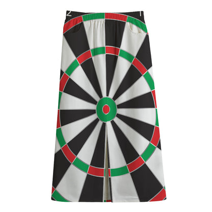 Classic Dartboard Print Cotton Front Slit Maxi Skirt