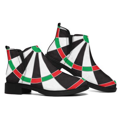 Classic Dartboard Print Flat Ankle Boots