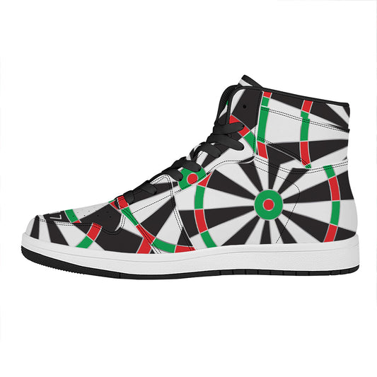 Classic Dartboard Print High Top Leather Sneakers