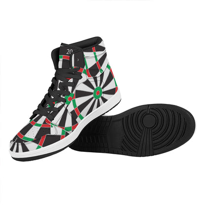 Classic Dartboard Print High Top Leather Sneakers