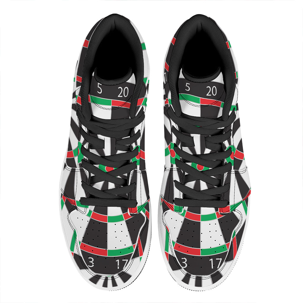 Classic Dartboard Print High Top Leather Sneakers