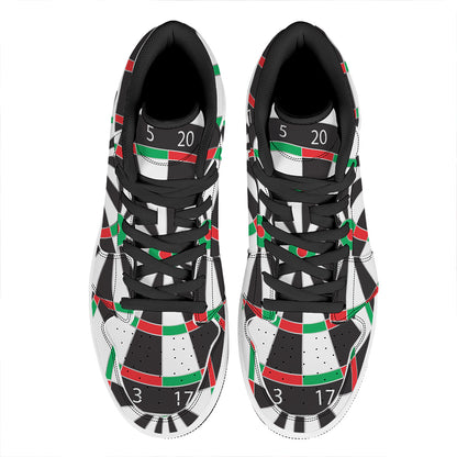 Classic Dartboard Print High Top Leather Sneakers