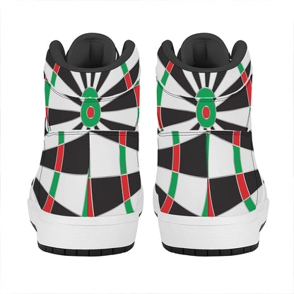 Classic Dartboard Print High Top Leather Sneakers