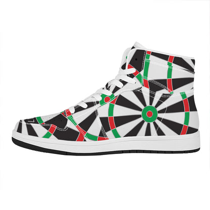 Classic Dartboard Print High Top Leather Sneakers