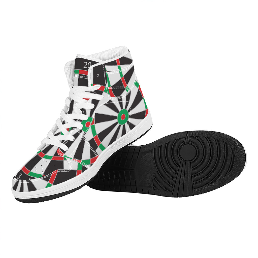 Classic Dartboard Print High Top Leather Sneakers