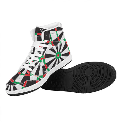 Classic Dartboard Print High Top Leather Sneakers