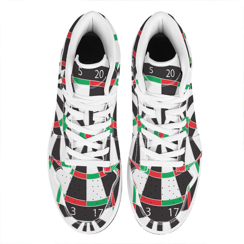 Classic Dartboard Print High Top Leather Sneakers
