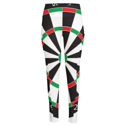 Classic Dartboard Print High-Waisted Pocket Leggings