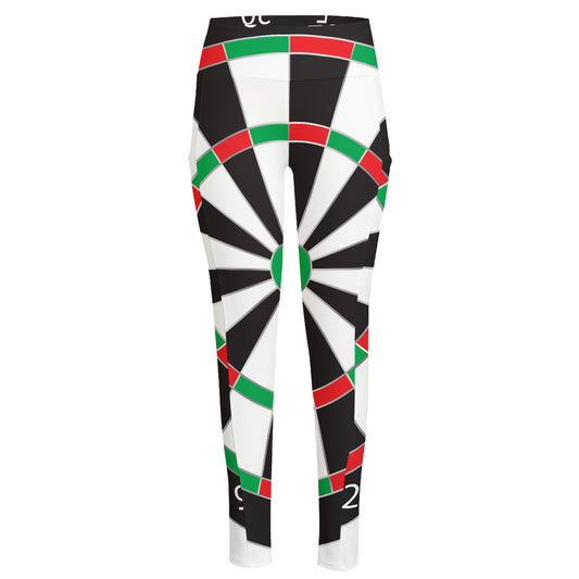 Classic Dartboard Print High-Waisted Pocket Leggings