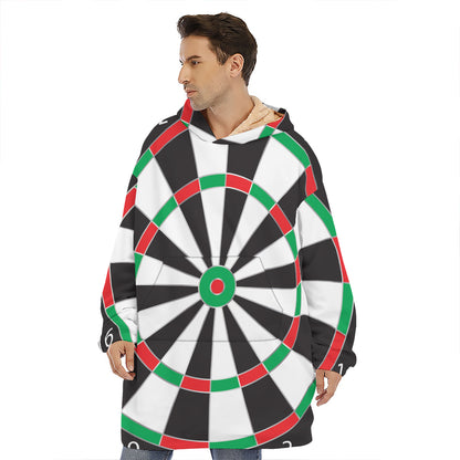 Classic Dartboard Print Hoodie Blanket