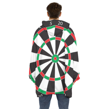 Classic Dartboard Print Hoodie Blanket