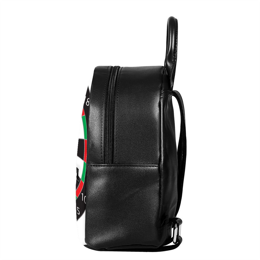 Classic Dartboard Print Leather Backpack