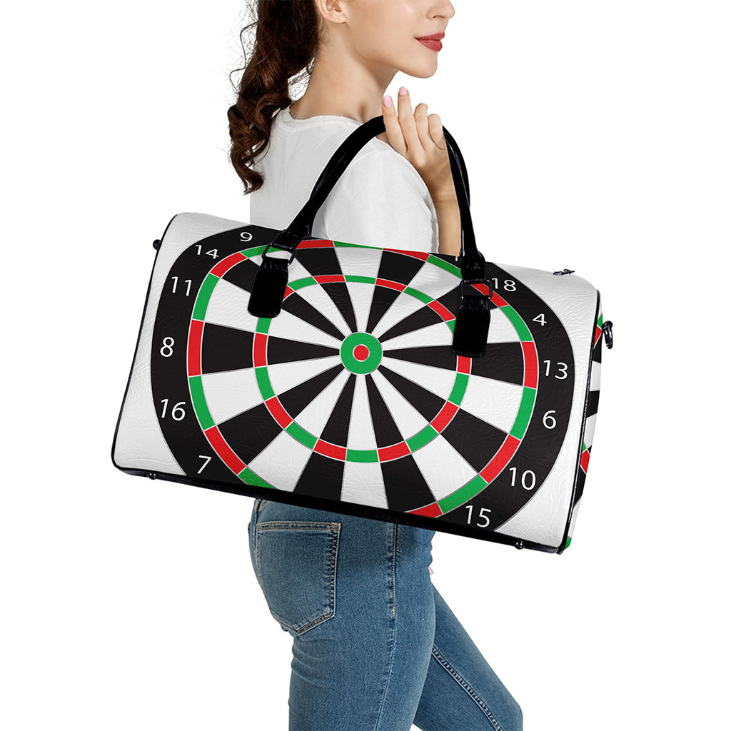 Classic Dartboard Print Leather Duffle Bag