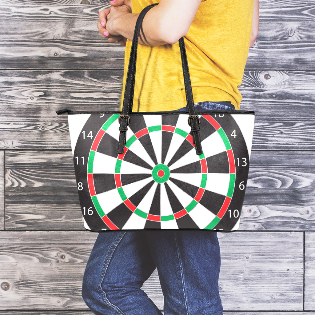 Classic Dartboard Print Leather Tote Bag