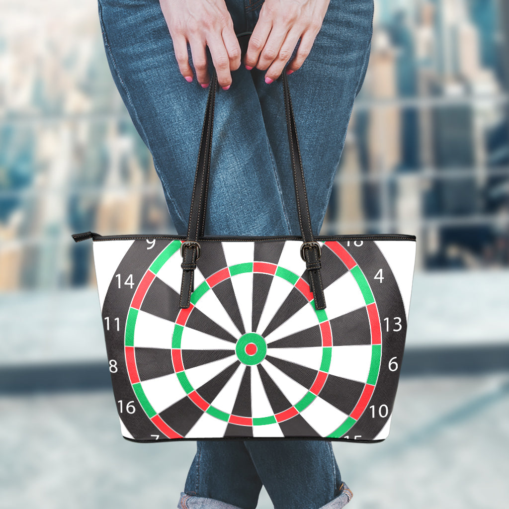 Classic Dartboard Print Leather Tote Bag