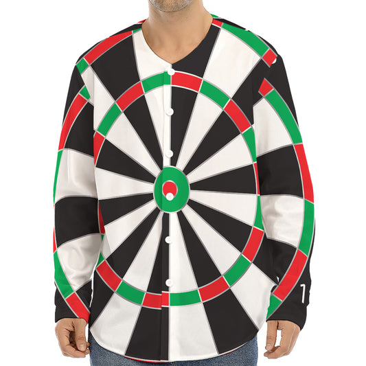 Classic Dartboard Print Long Sleeve Baseball Jersey