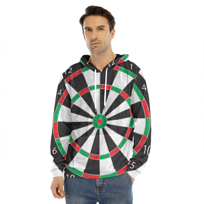 Classic Dartboard Print Men's Velvet Pullover Hoodie