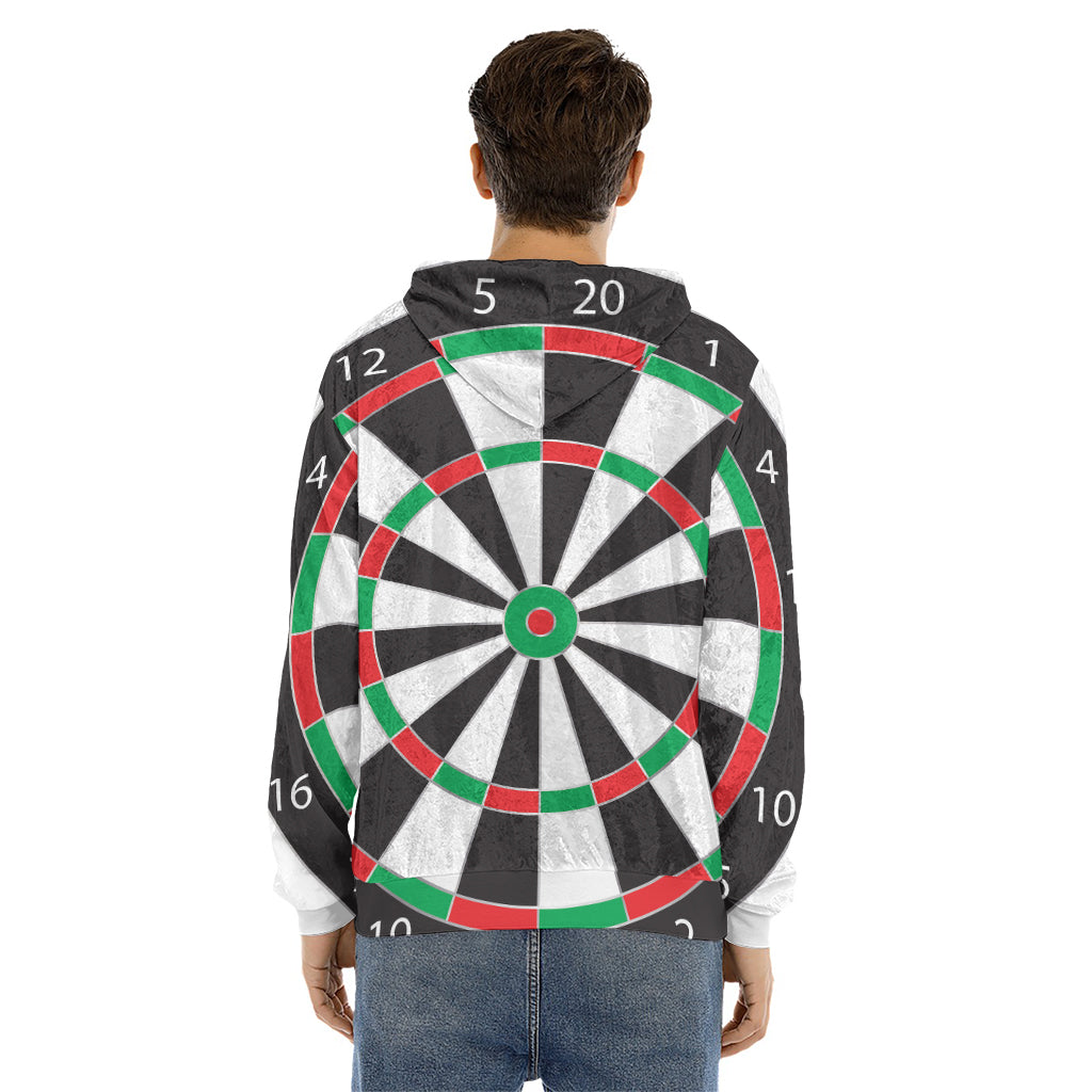 Classic Dartboard Print Men's Velvet Pullover Hoodie