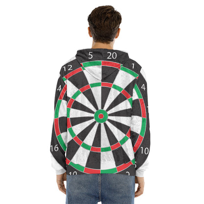 Classic Dartboard Print Men's Velvet Pullover Hoodie