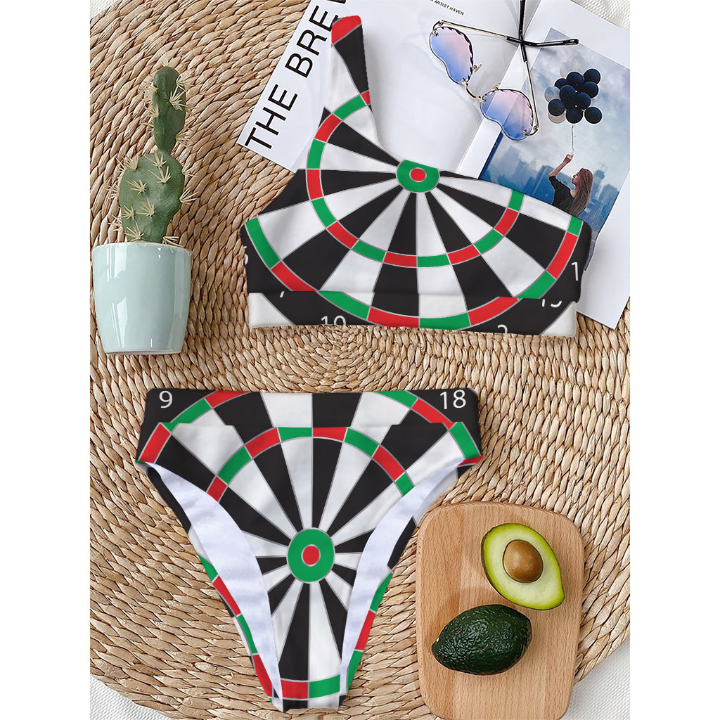 Classic Dartboard Print One Shoulder Bikini Top