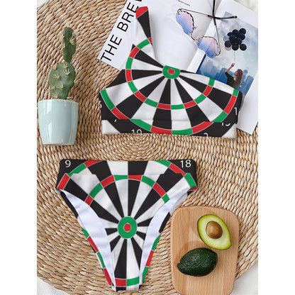 Classic Dartboard Print One Shoulder Bikini Top