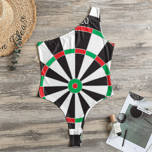 Classic Dartboard Print One Shoulder Bodysuit