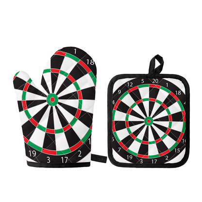 Classic Dartboard Print Oven Mitt And Pot Holder Set
