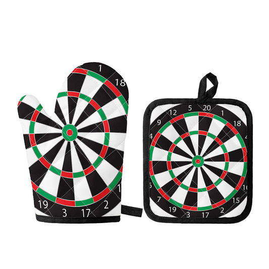 Classic Dartboard Print Oven Mitt And Pot Holder Set