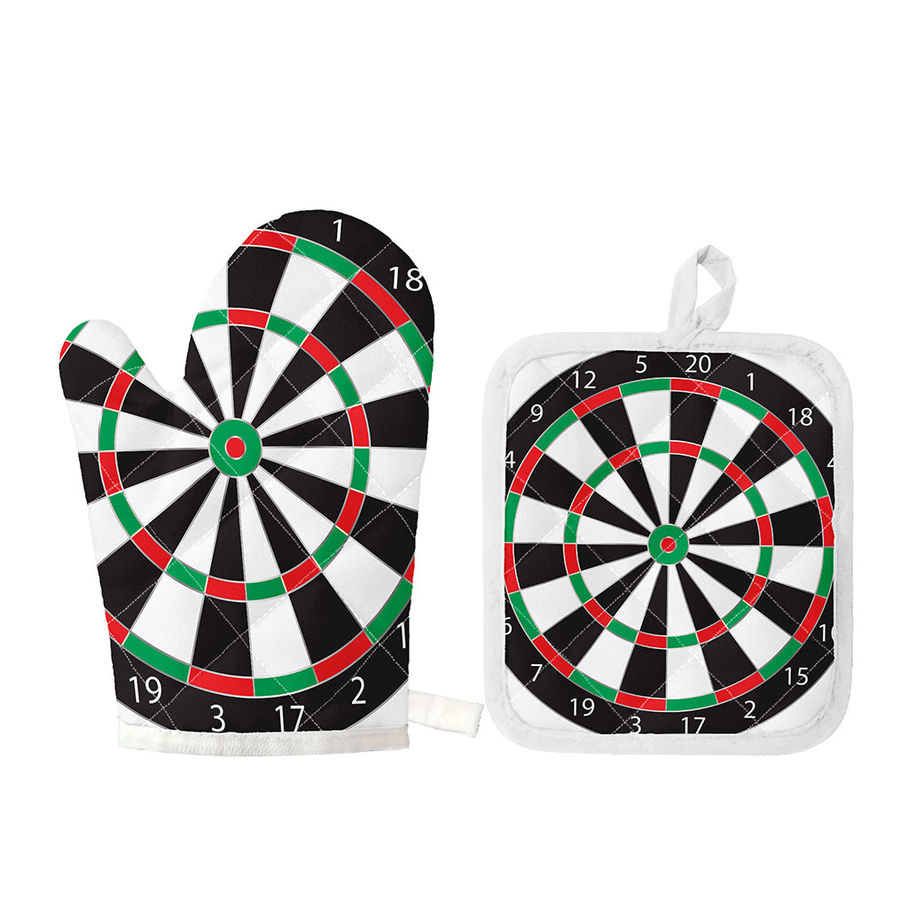 Classic Dartboard Print Oven Mitt And Pot Holder Set