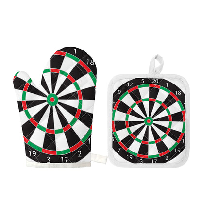 Classic Dartboard Print Oven Mitt And Pot Holder Set