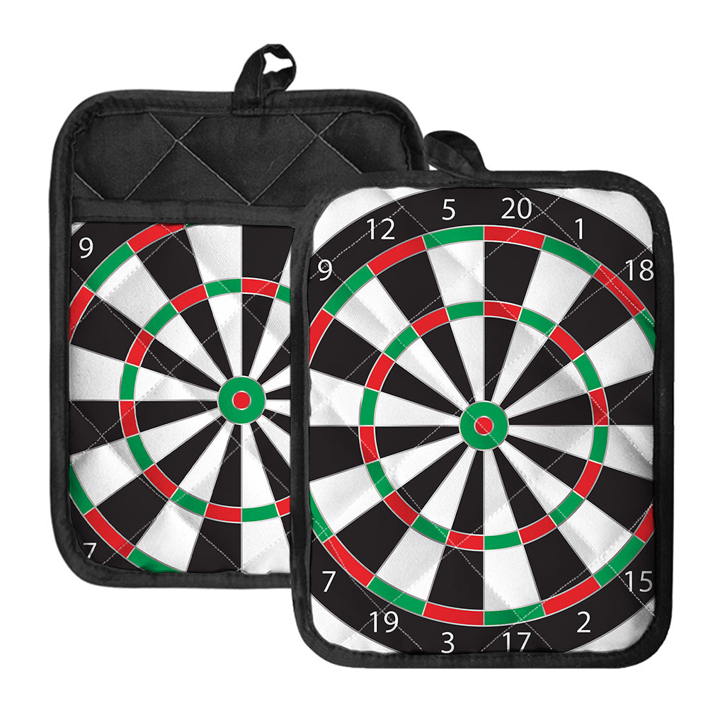 Classic Dartboard Print Pot Holders With Pocket