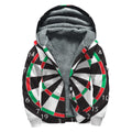 Classic Dartboard Print Sherpa Lined Zip Up Hoodie
