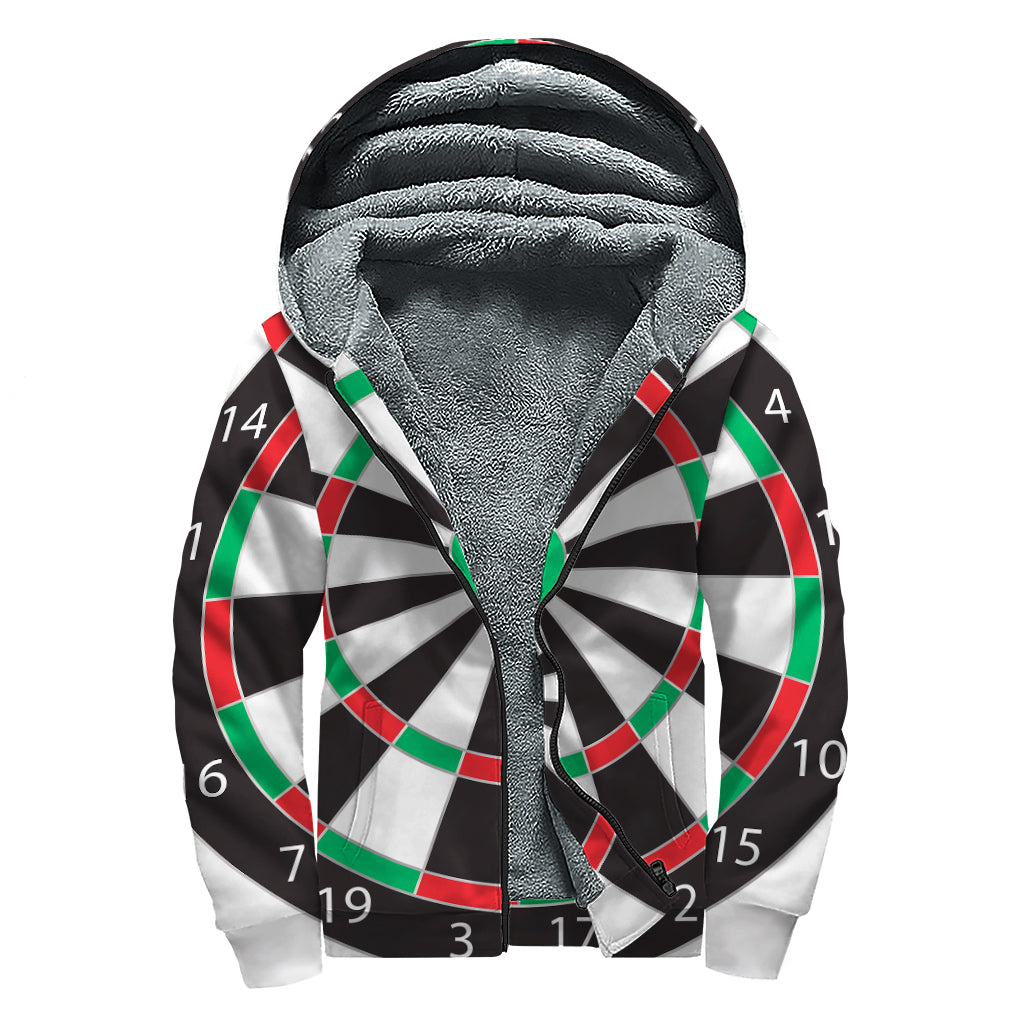 Classic Dartboard Print Sherpa Lined Zip Up Hoodie