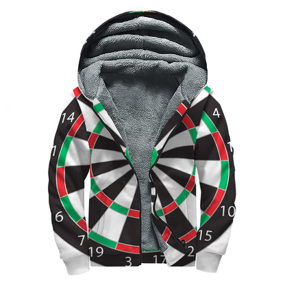 Classic Dartboard Print Sherpa Lined Zip Up Hoodie