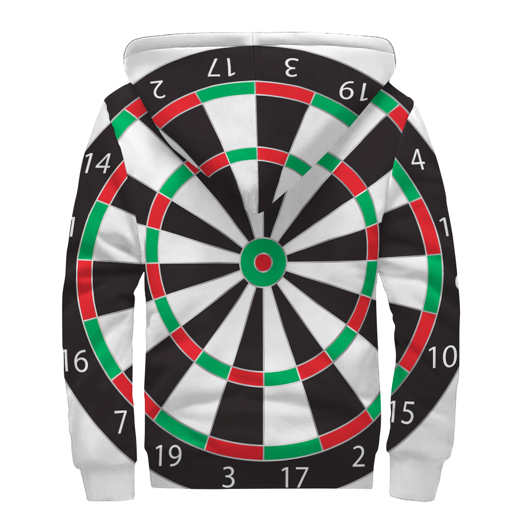 Classic Dartboard Print Sherpa Lined Zip Up Hoodie
