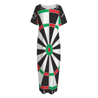 Classic Dartboard Print Short Sleeve Long Nightdress