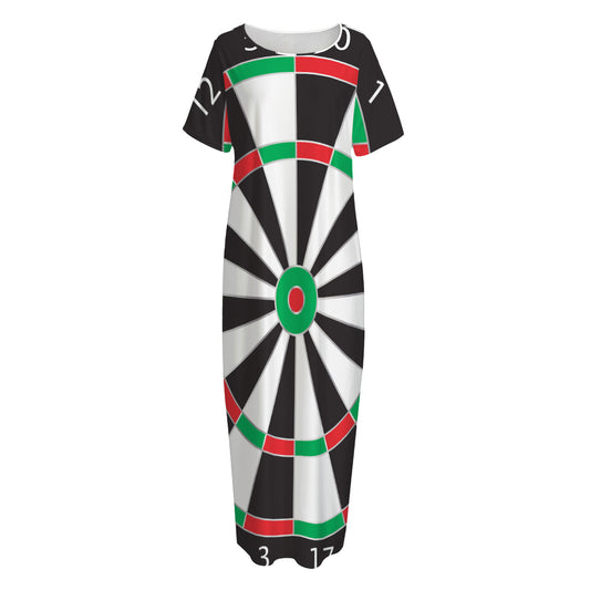 Classic Dartboard Print Short Sleeve Long Nightdress