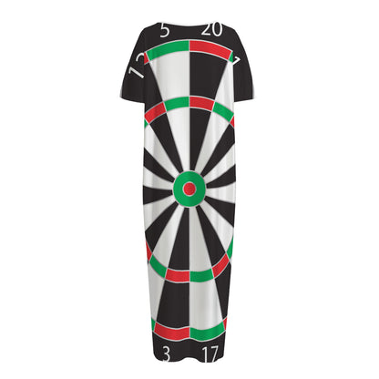 Classic Dartboard Print Short Sleeve Long Nightdress