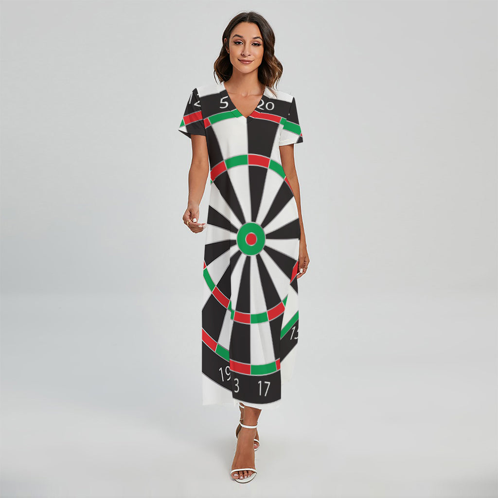 Classic Dartboard Print Short Sleeve Maxi Dress