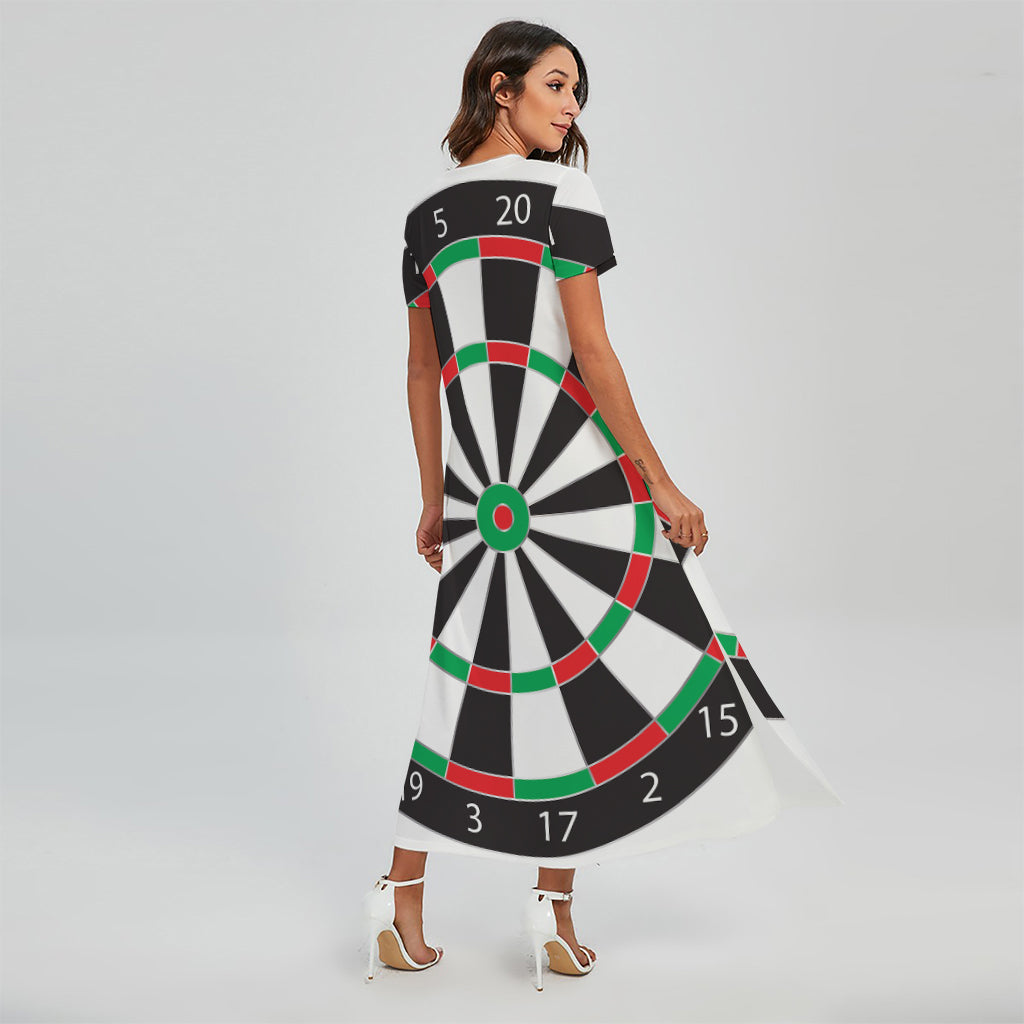 Classic Dartboard Print Short Sleeve Maxi Dress
