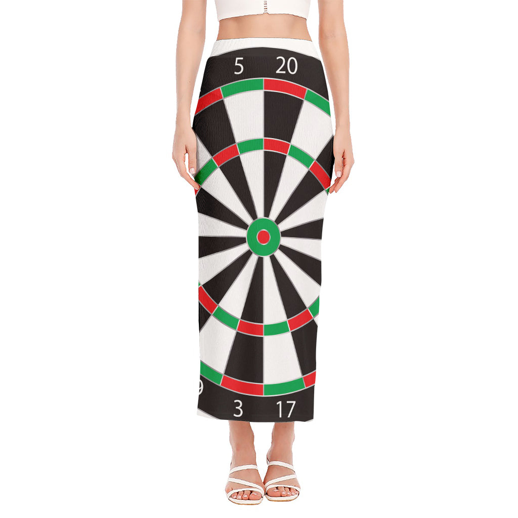 Classic Dartboard Print Side Slit Maxi Skirt