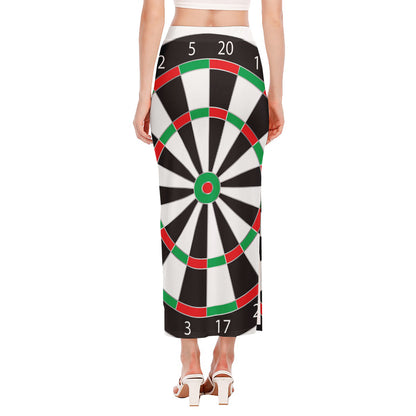 Classic Dartboard Print Side Slit Maxi Skirt