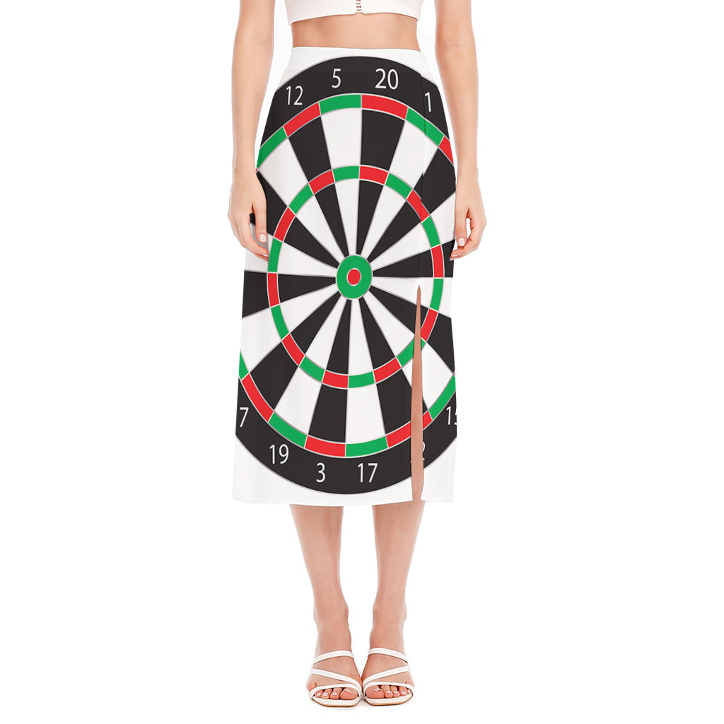 Classic Dartboard Print Side Slit Midi Skirt