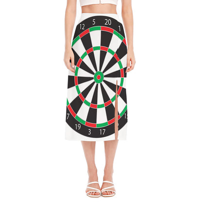 Classic Dartboard Print Side Slit Midi Skirt